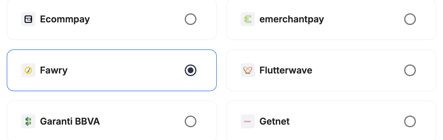 A screenshot showing Fawry selected as the provider.