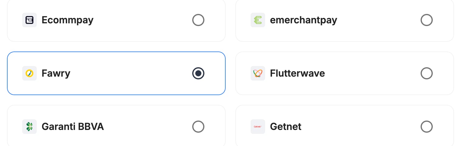 A screenshot showing Fawry selected as the provider.