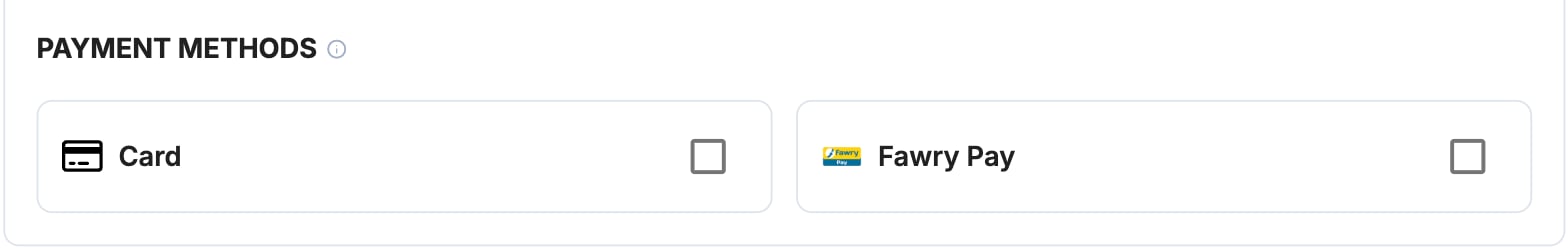 A screenshot showing the Fawry payment method selection.