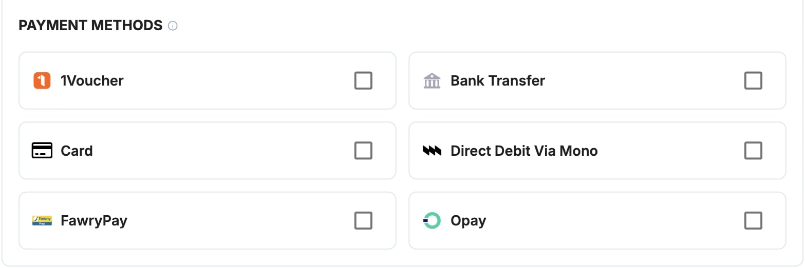 A screenshot showing the Flutterwave payment method selection.