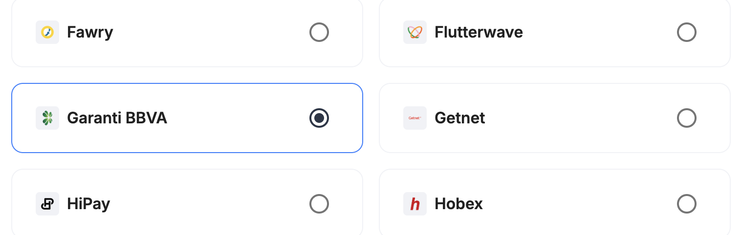 A screenshot showing Garanti BBVA selected as the provider.