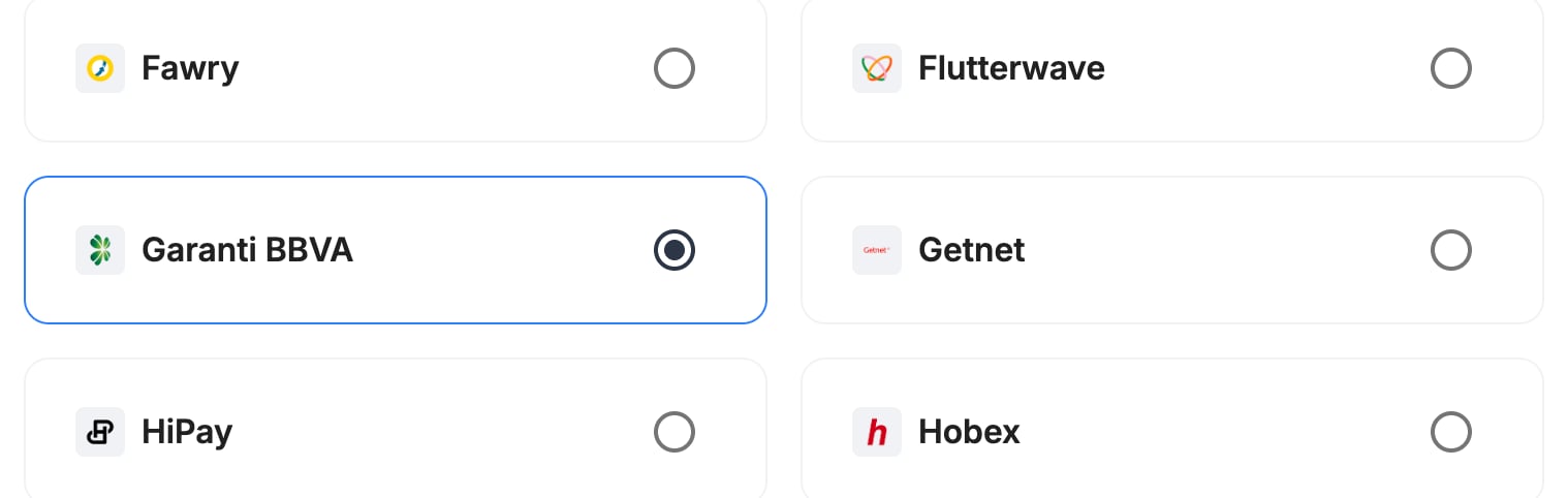 A screenshot showing Garanti BBVA selected as the provider.