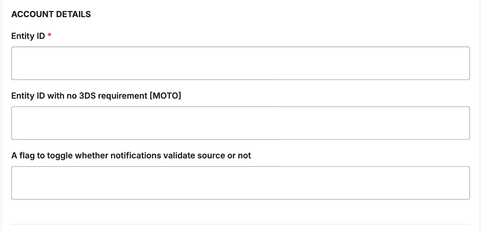 A screenshot showing the HyperPay account details fields.