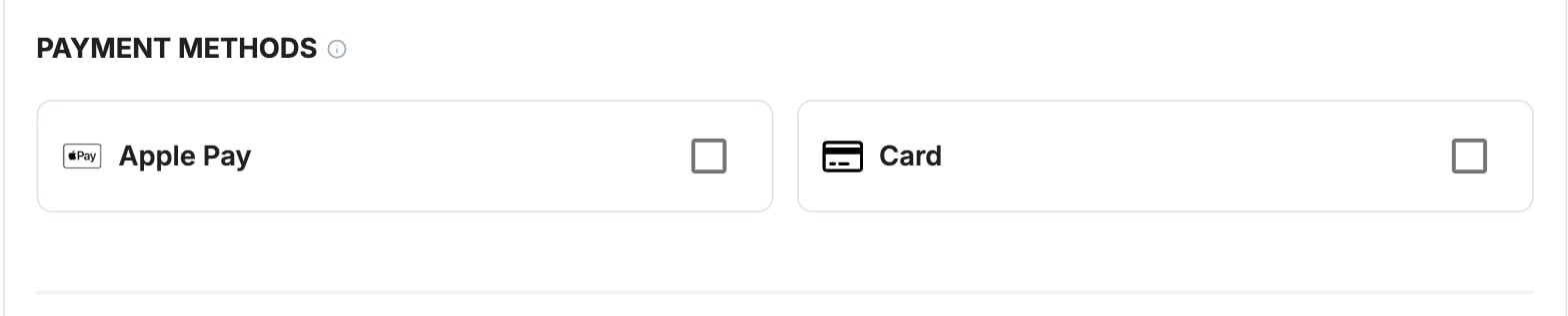 A screenshot showing the Cybersource payment method selection.