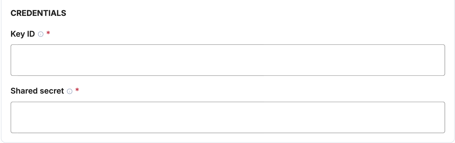 A screenshot showing the Cybersource credential fields.