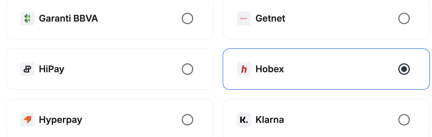 A screenshot showing Hobex selected as the provider.