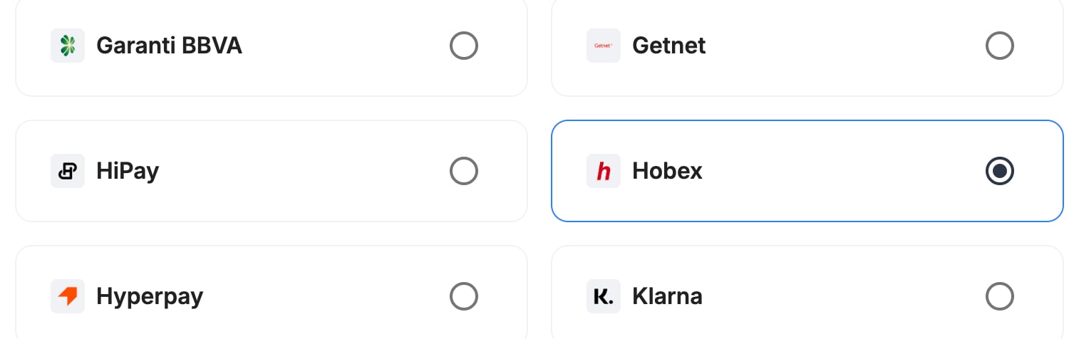 A screenshot showing Hobex selected as the provider.
