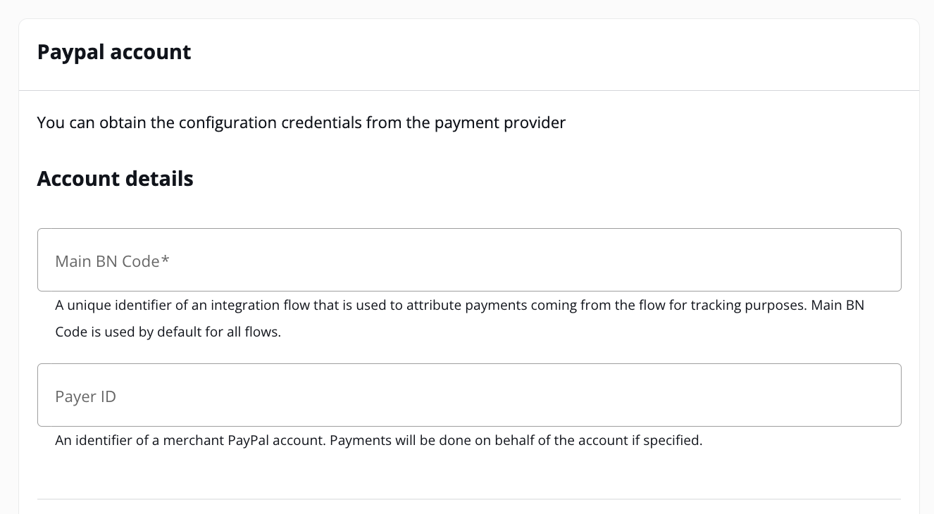 Provider account details