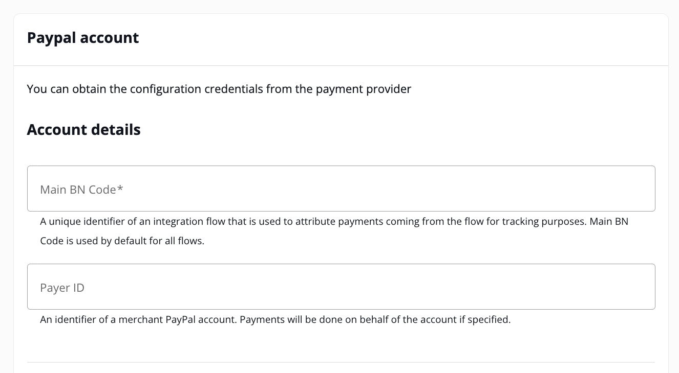 Provider account details