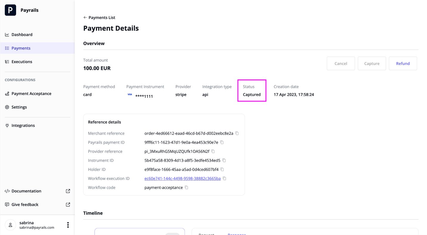 Capture payment status overview