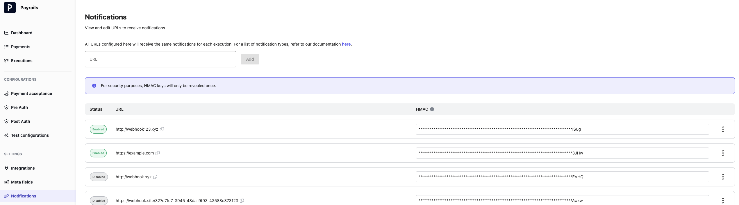 Notifications portal settings