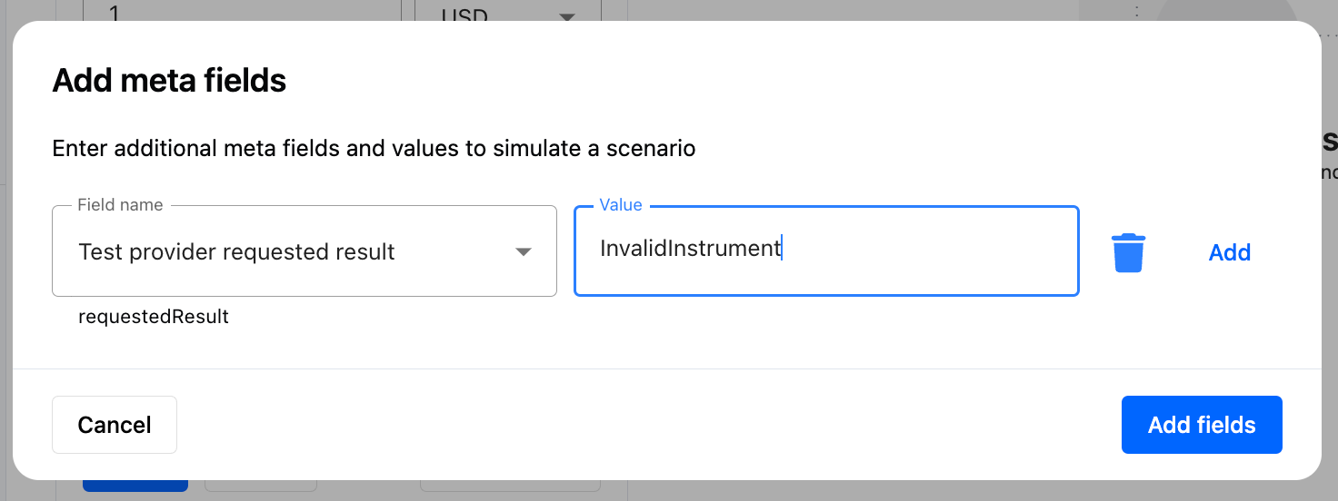 Test PSP meta operation result