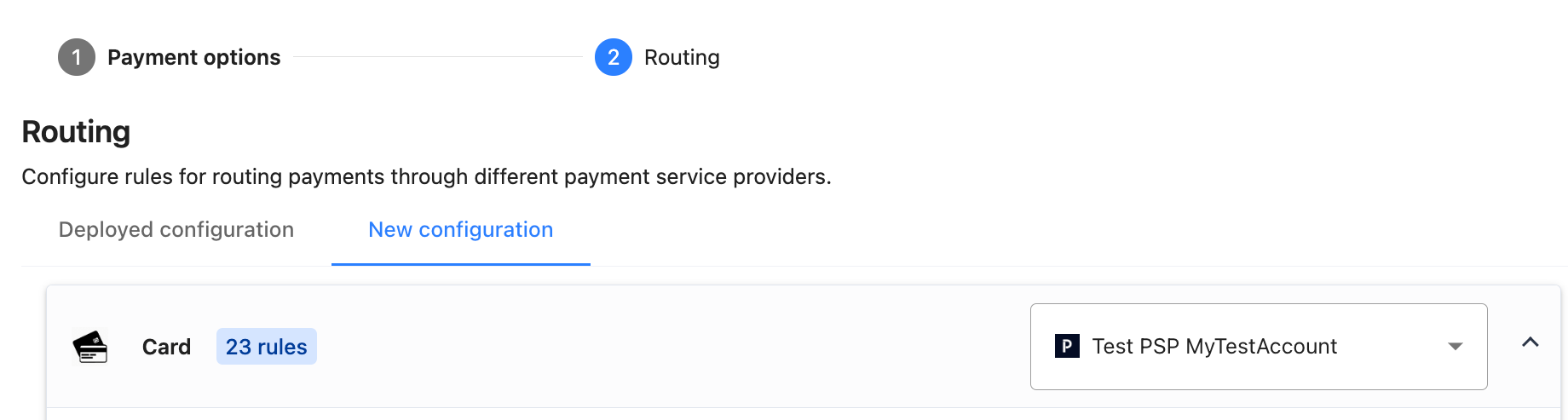 Test PSP routing configuration