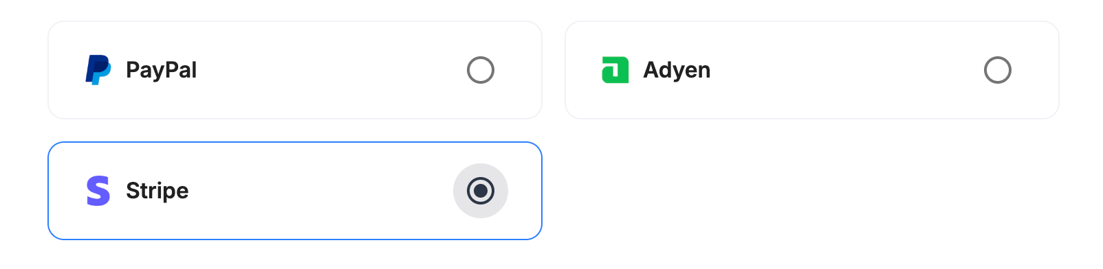 Payrails provider selection with Stripe selected