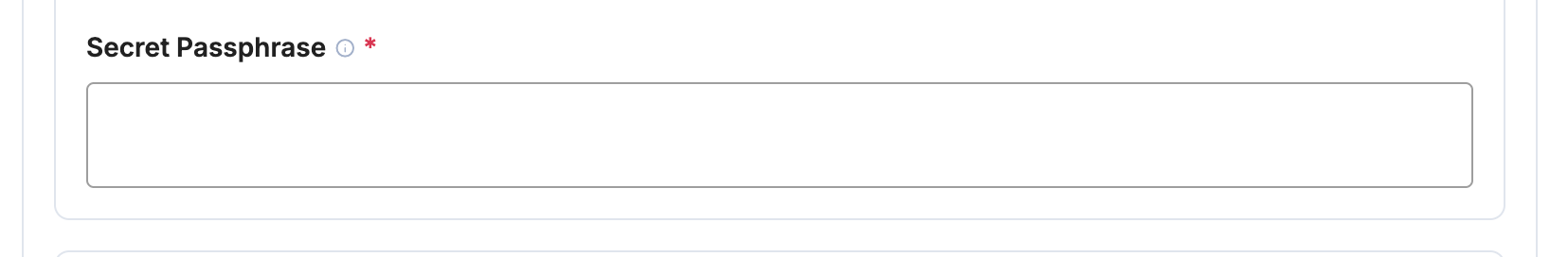 Payrails secret passphrase field for HiPay