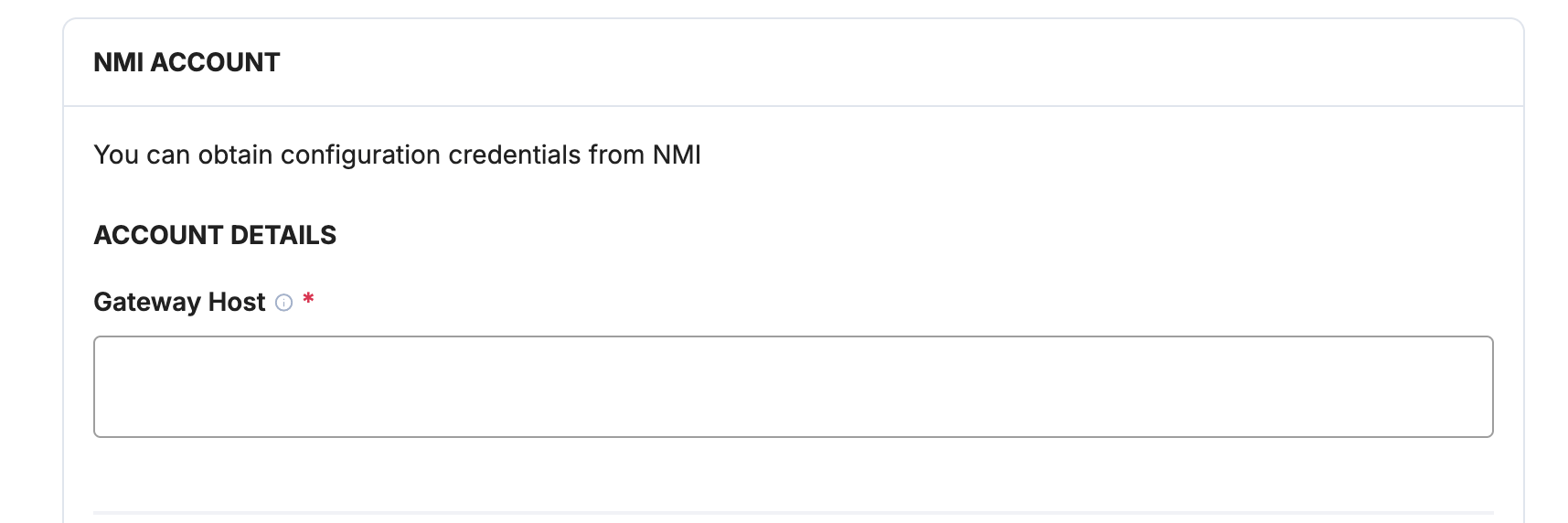 Payrails host field for the NMI gateway hostname