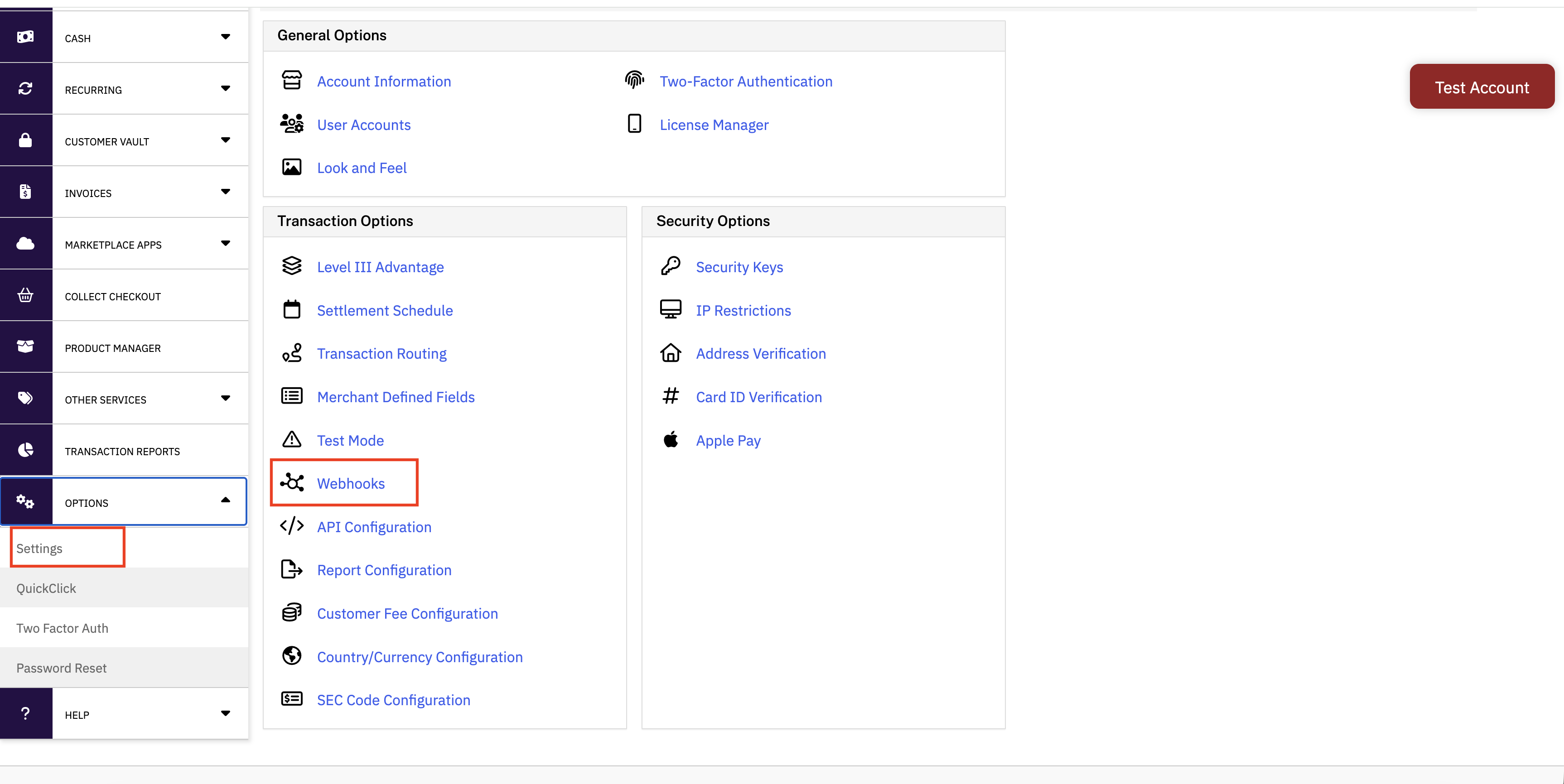 NMI webhook endpoint pointing at the Payrails notification URL