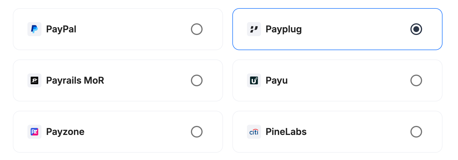 Payrails provider selection set to PayPlug