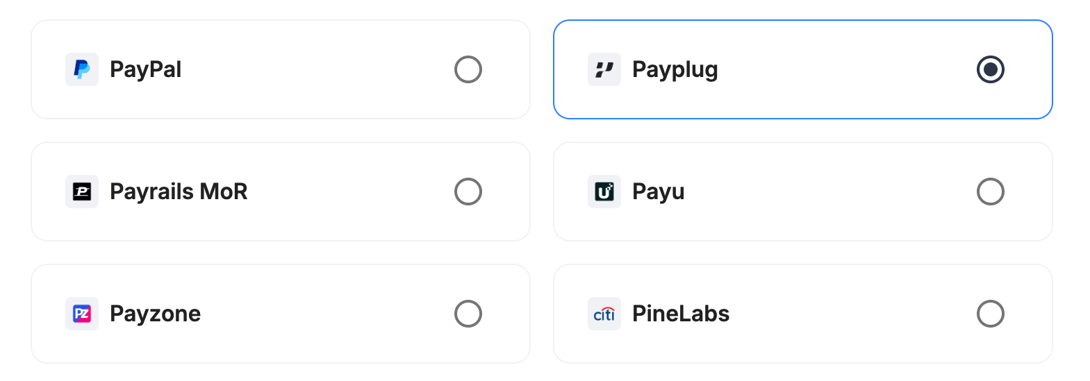 Payrails provider selection set to PayPlug