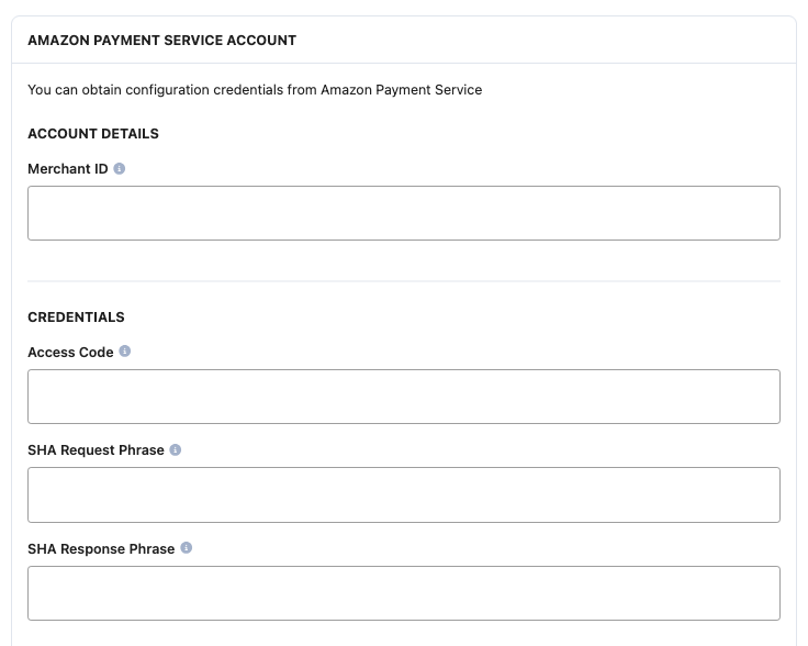 A screenshot showing the Klarna account fields.
