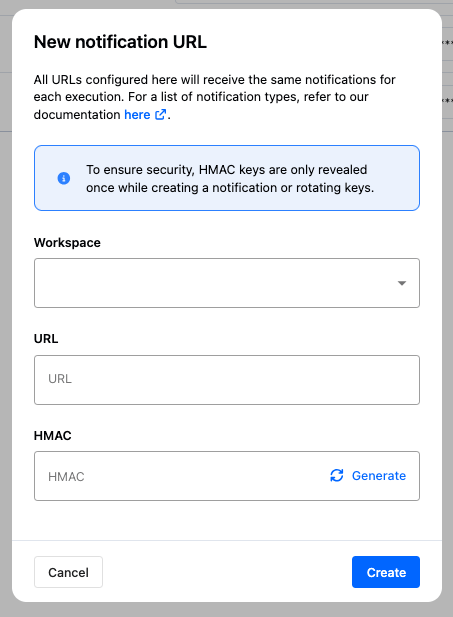 A screenshot showing the new notification URL creation form.