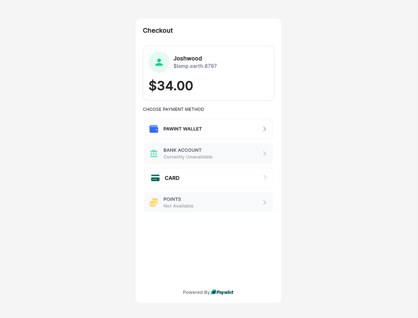Hosted checkout page