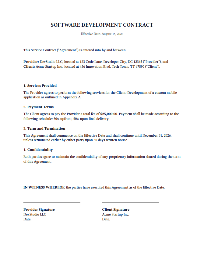 Service Contract Preview