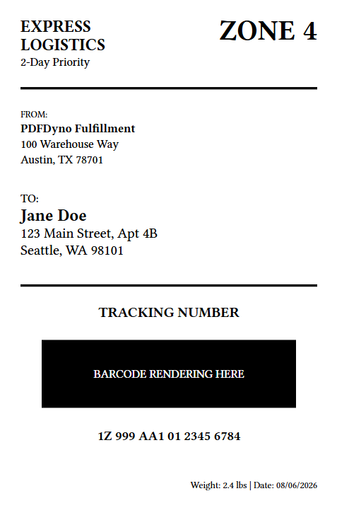 Shipping Label Preview