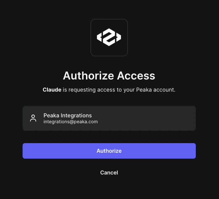 Peaka OAuth consent screen