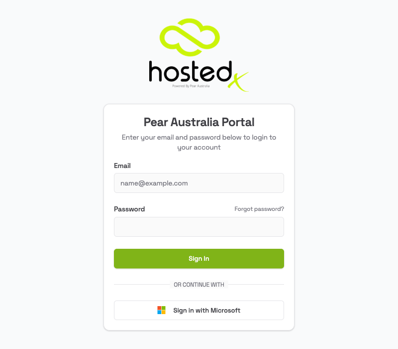 Pear Portal login page