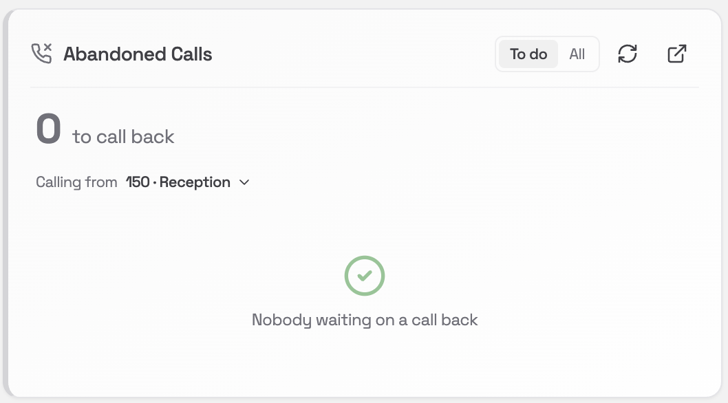 Abandoned Calls card