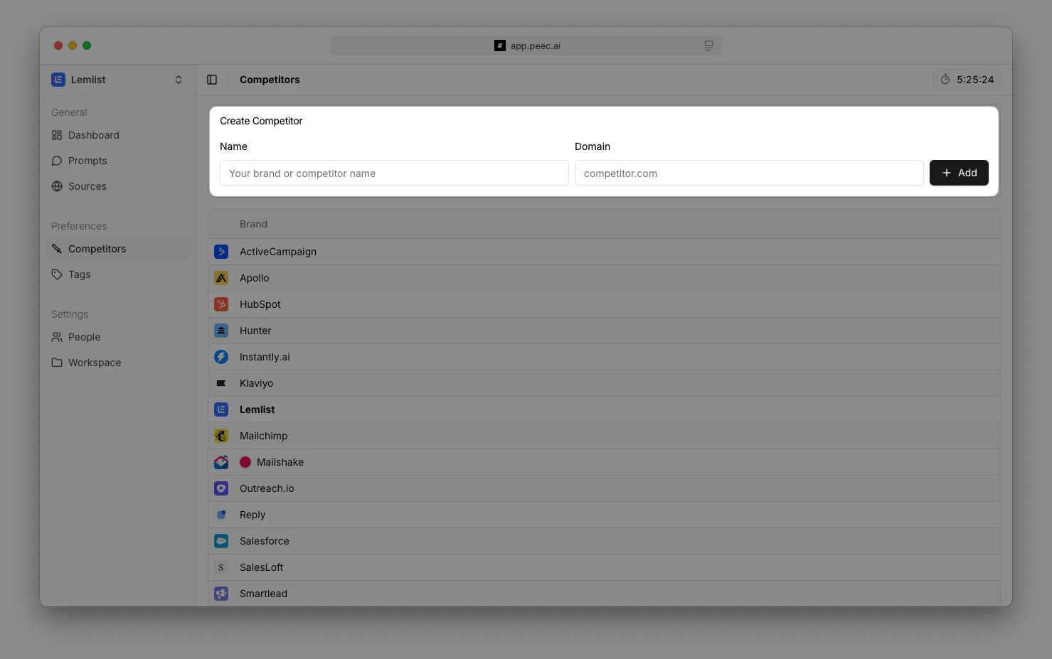 Peec AI GEO LLM Monitor Brands 1 Pn