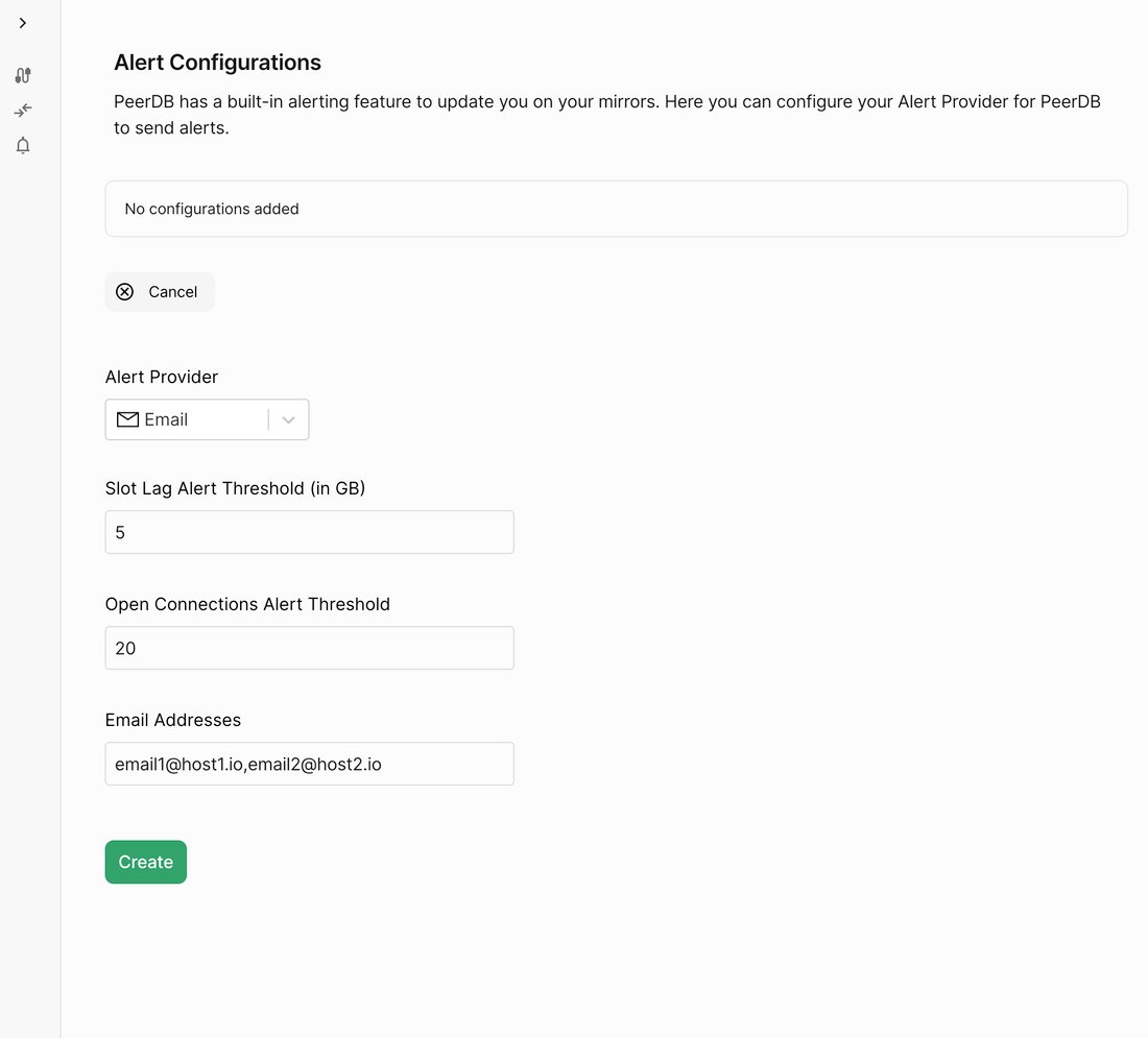 Email Alerting - PeerDB Docs: Setup your ETL in minutes with SQL.