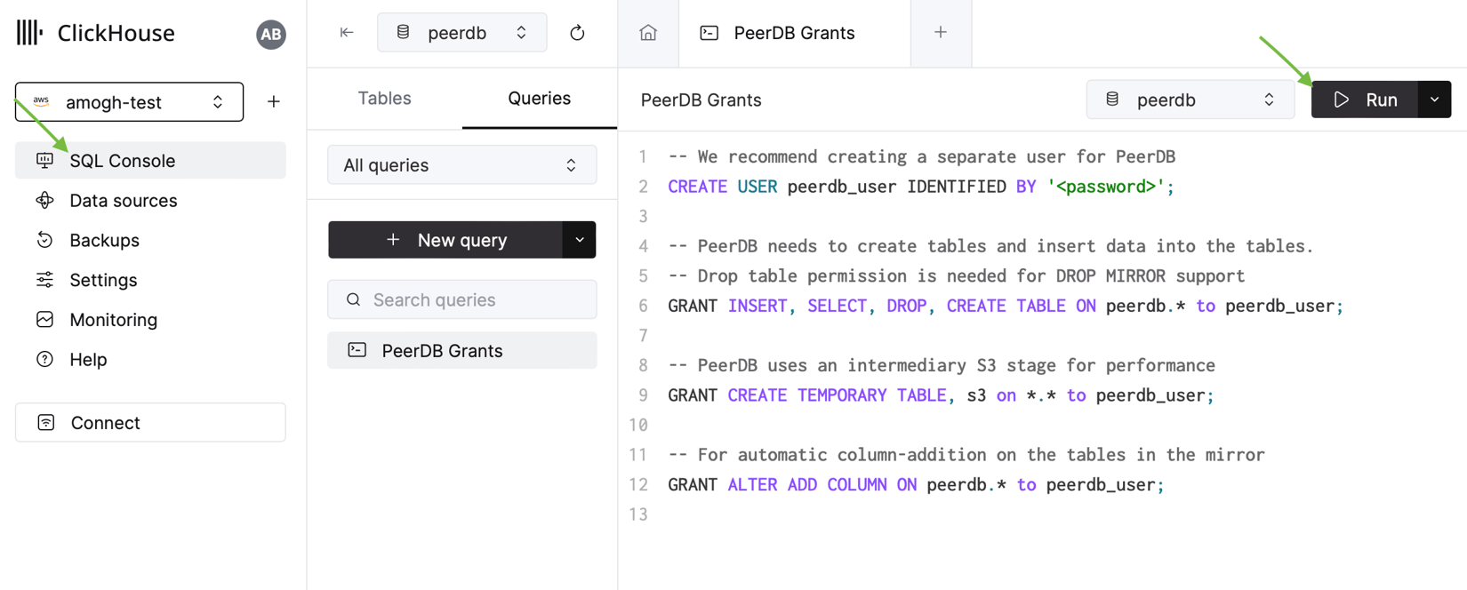 ClickHouse Cloud Setup Guide - PeerDB Docs: Setup your ETL in minutes ...