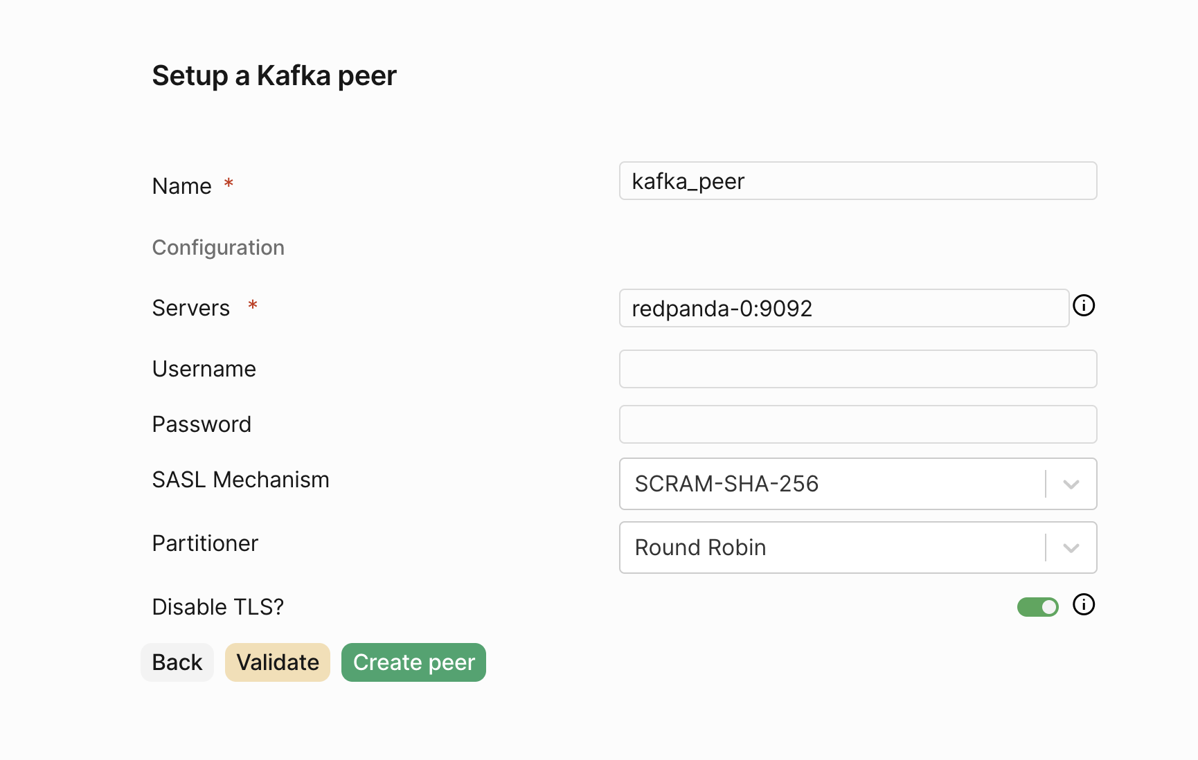 create kafka peer ui