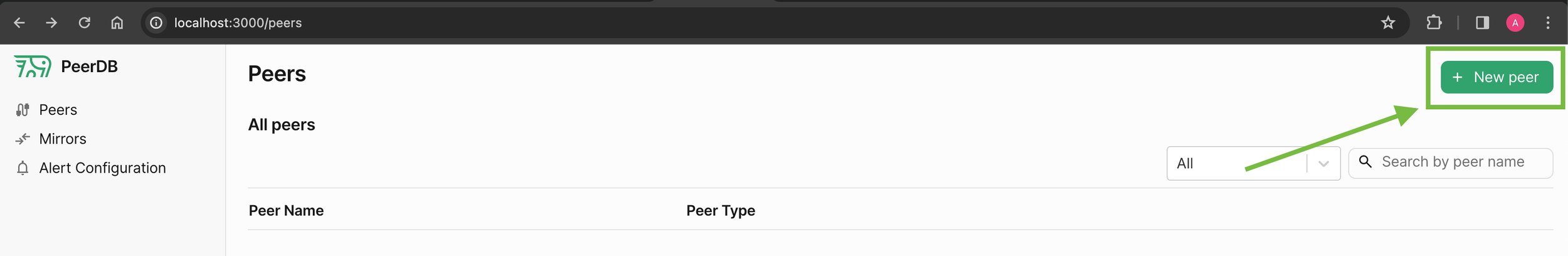 Peer Button Quickstart Guide - PeerDB Docs: Setup your ETL in minutes with SQL.