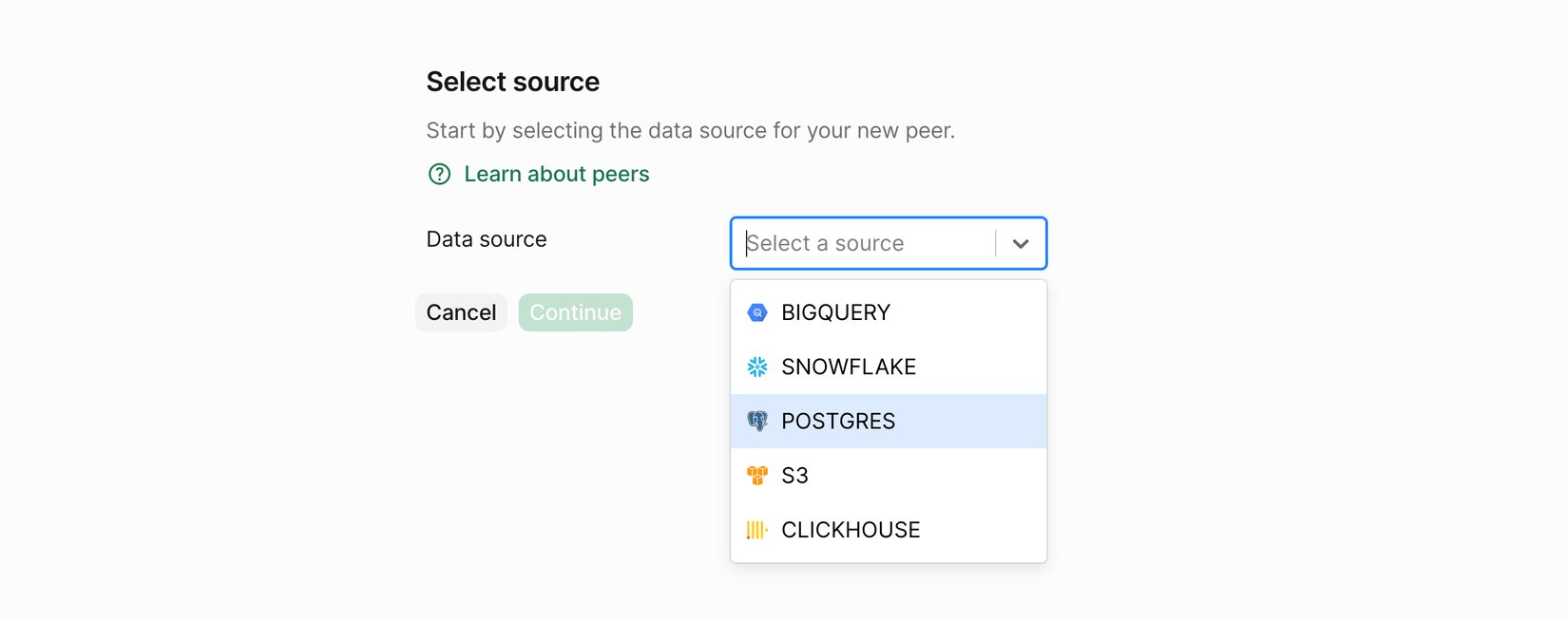 Peer Button Quickstart Guide - PeerDB Docs: Setup your ETL in minutes with SQL.