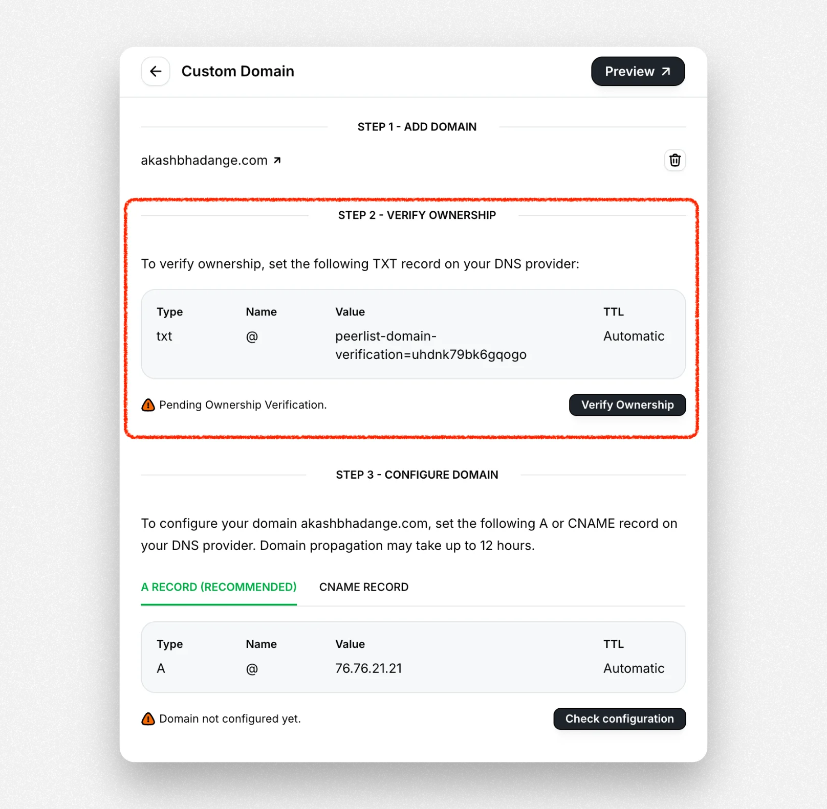 Custom Domain - Peerlist Help Center