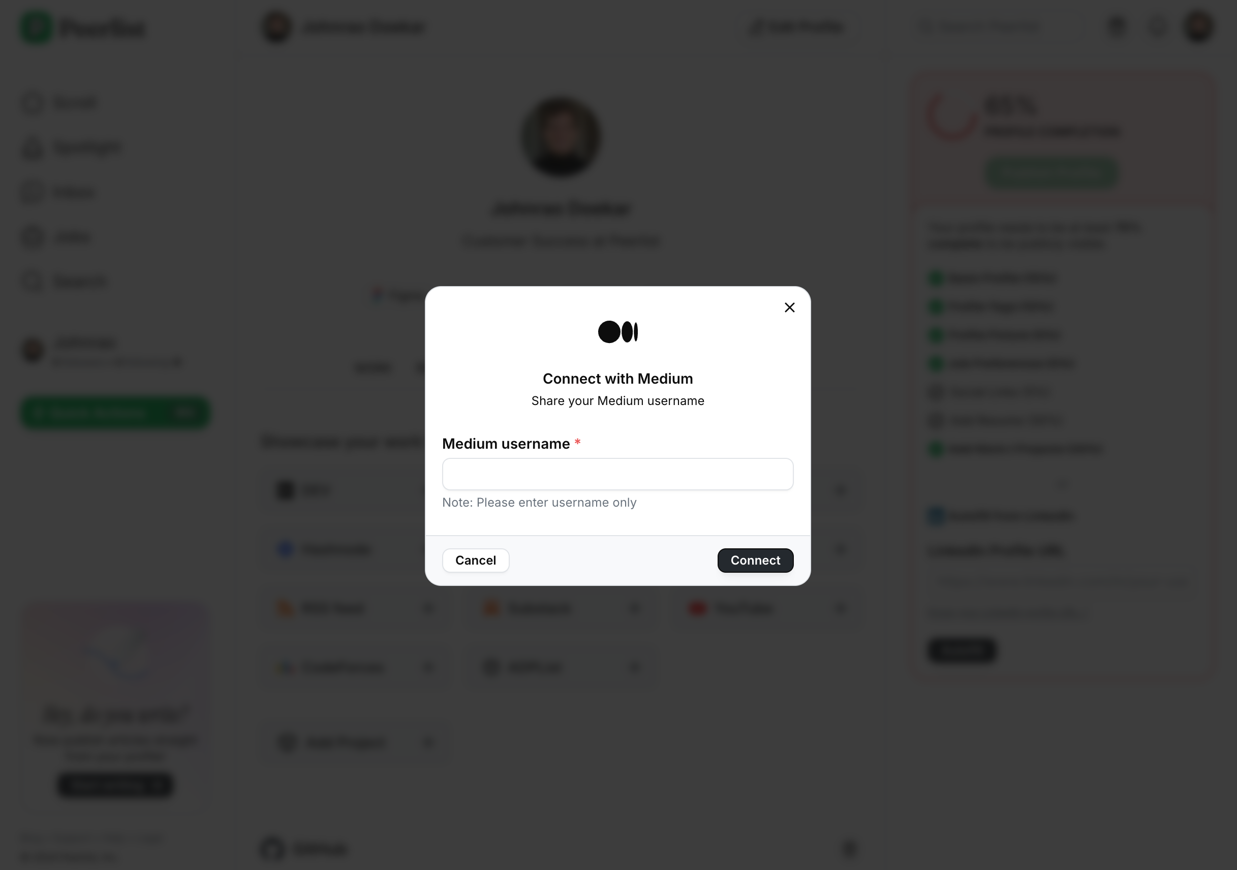 connect medium to peerlist account