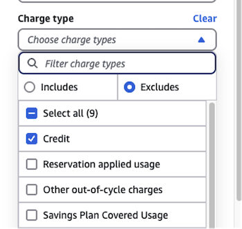 AWS Cost Explorer – Filters