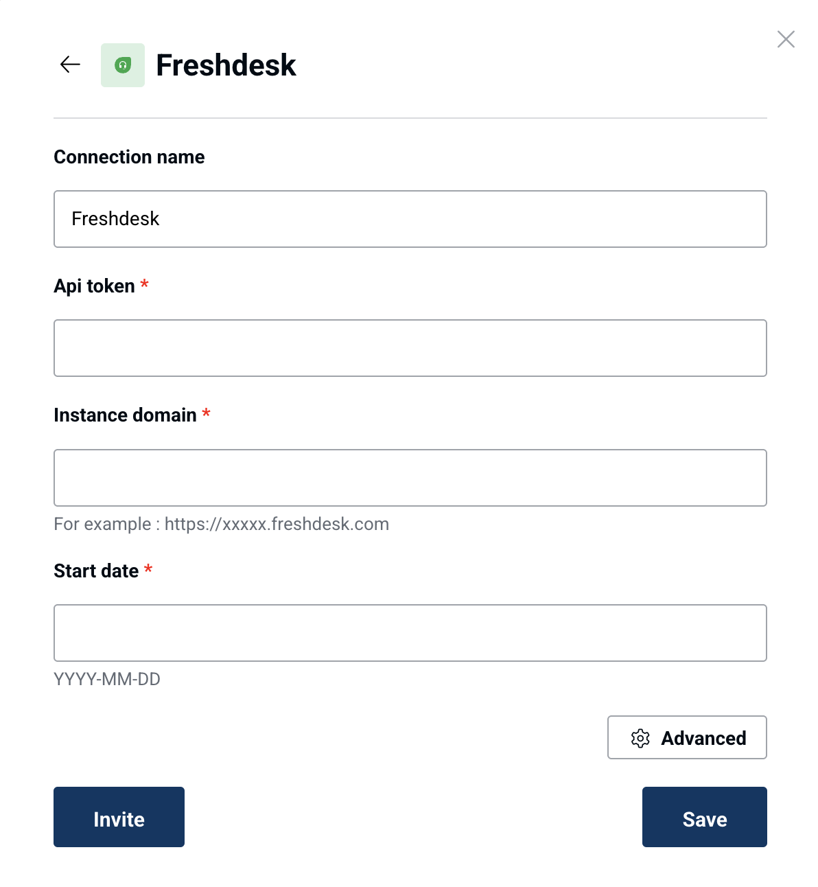 Freshdesk connection form