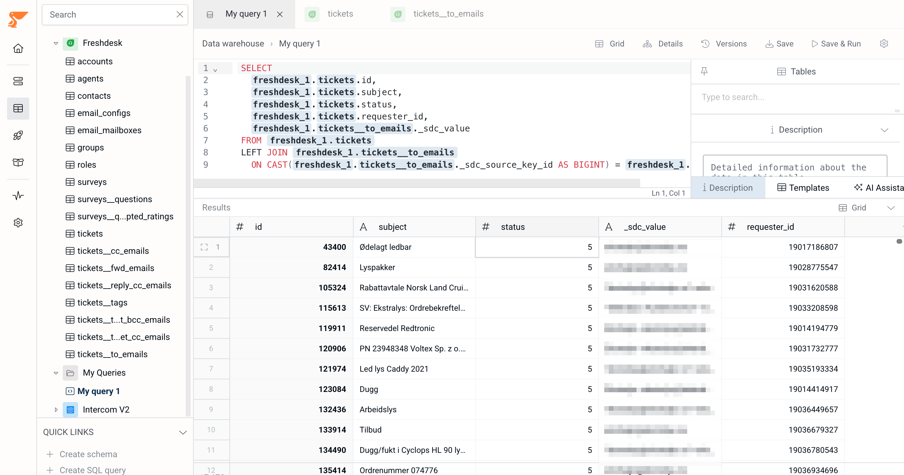 Freshdesk federated queries