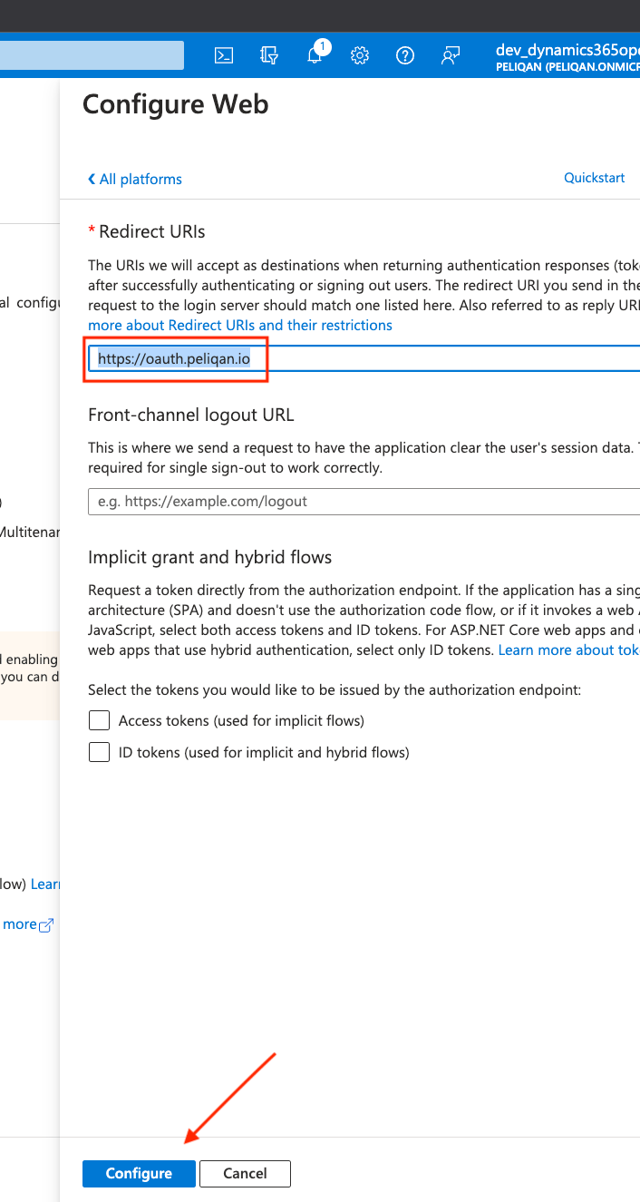 Azure Redirect URL