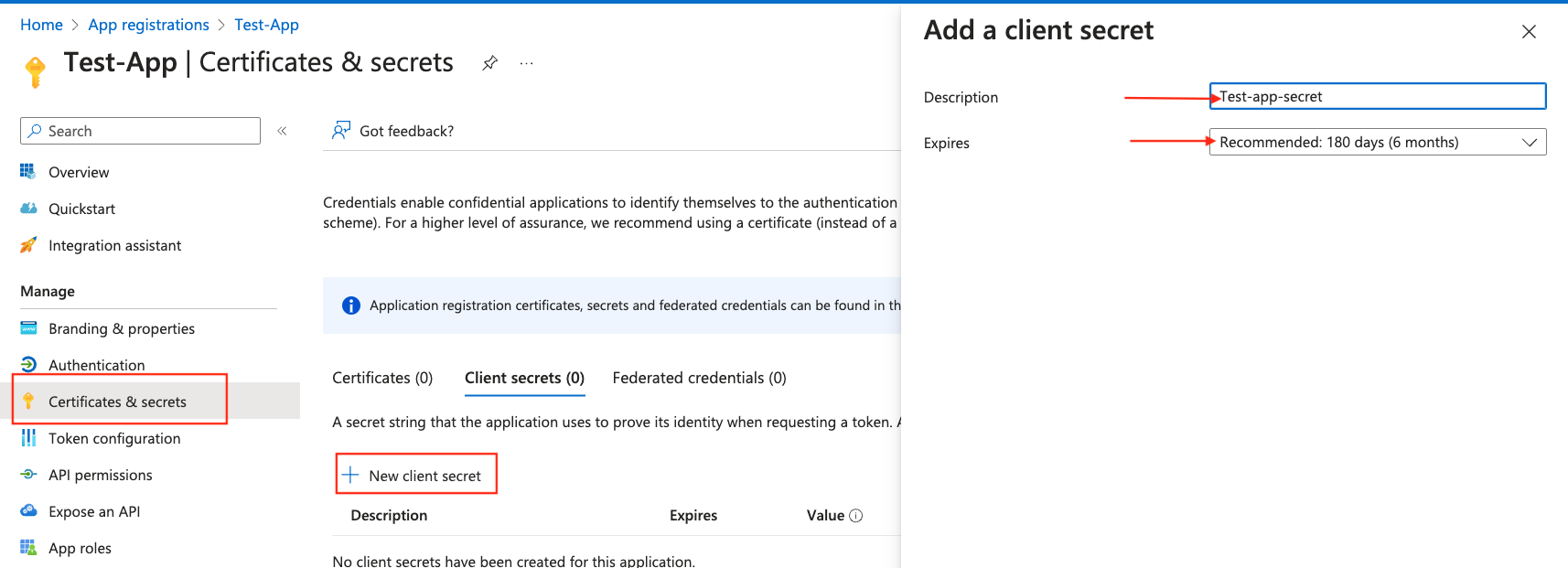 Azure New Client Secret