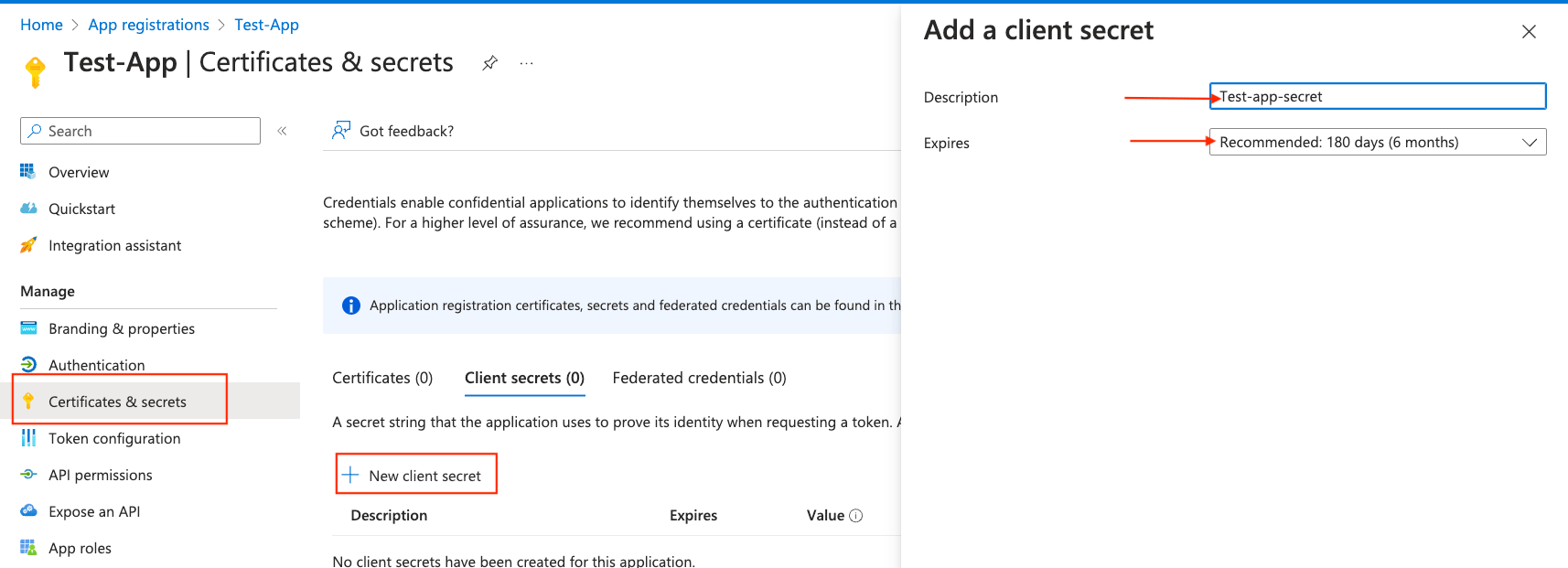 Azure New Client Secret