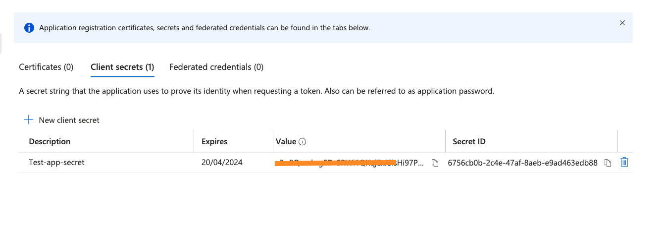 Azure Client Secret Value