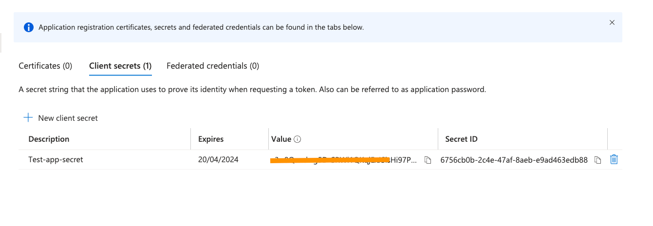 Azure Client Secret Value