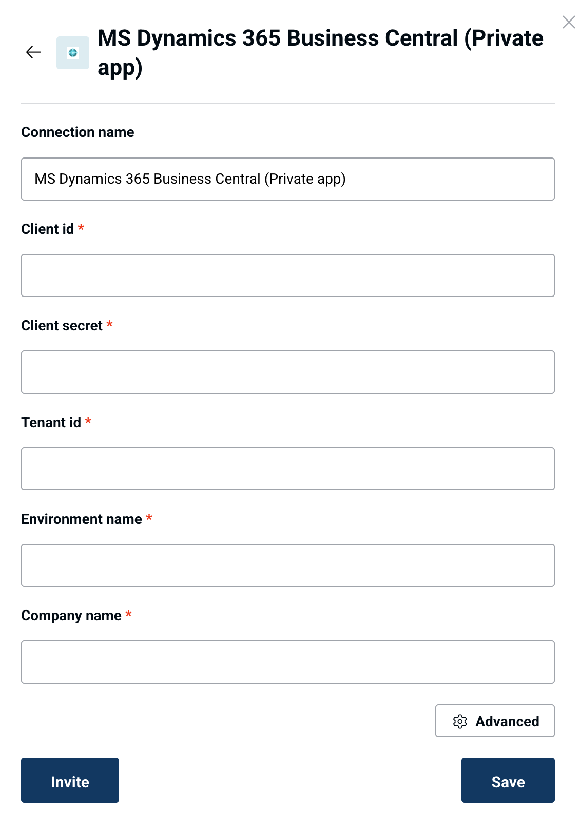 Business Central connection form