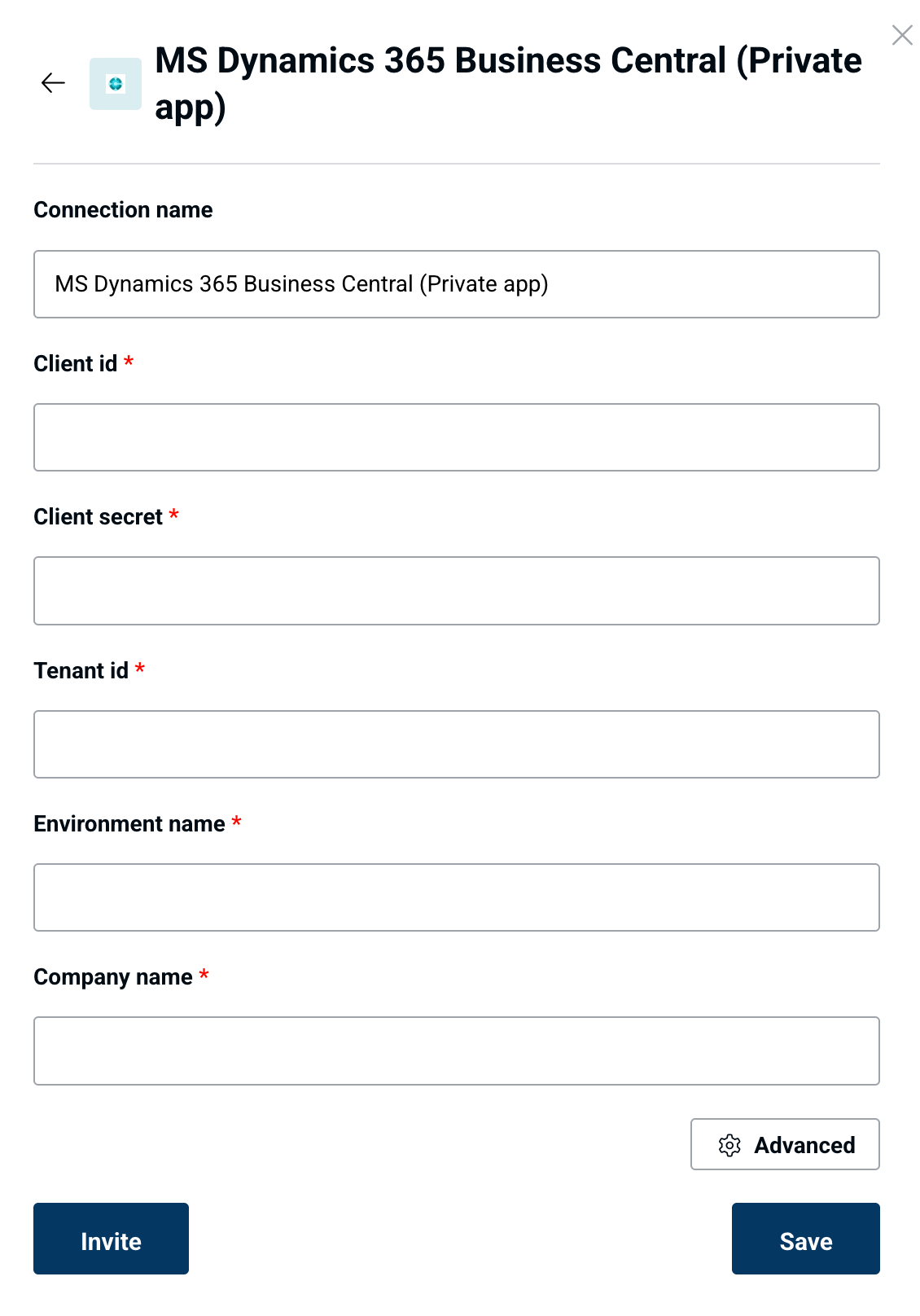 Business Central connection form
