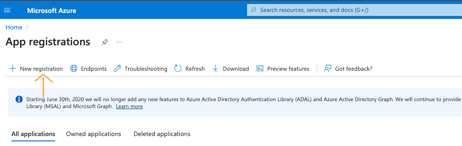 Azure New Registration